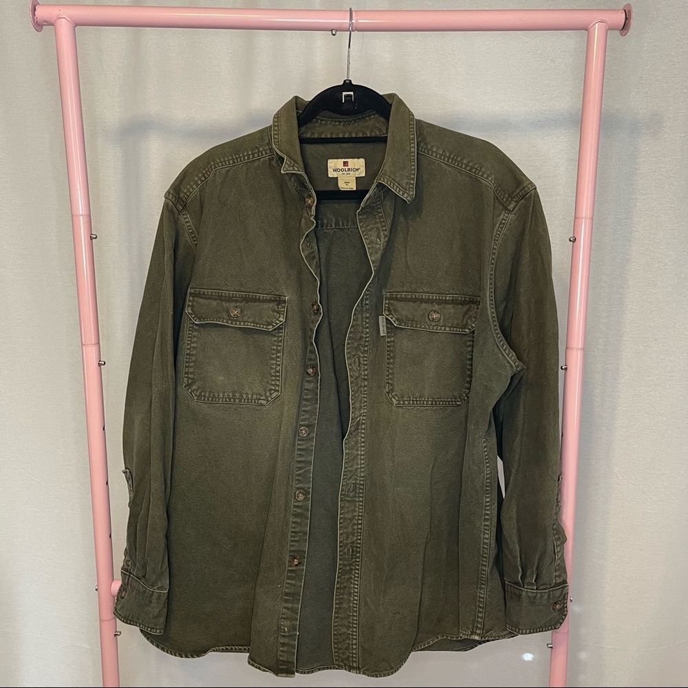 Men’s Woolrich Army Green Button Down XL